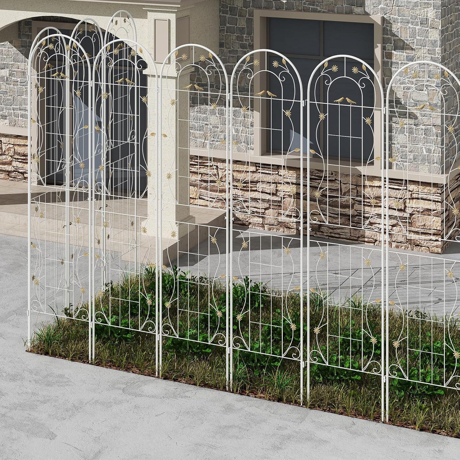 image:imageGiantex 2 Pack Garden Trellis 59 FT Tall Galvanized Steel Trellis for Climbing Plants Outdoor for Patio Lawn Wall Decor Plant Trellis for Vine Cucumber Tomato Flower Clematis Roses WhiteWhite