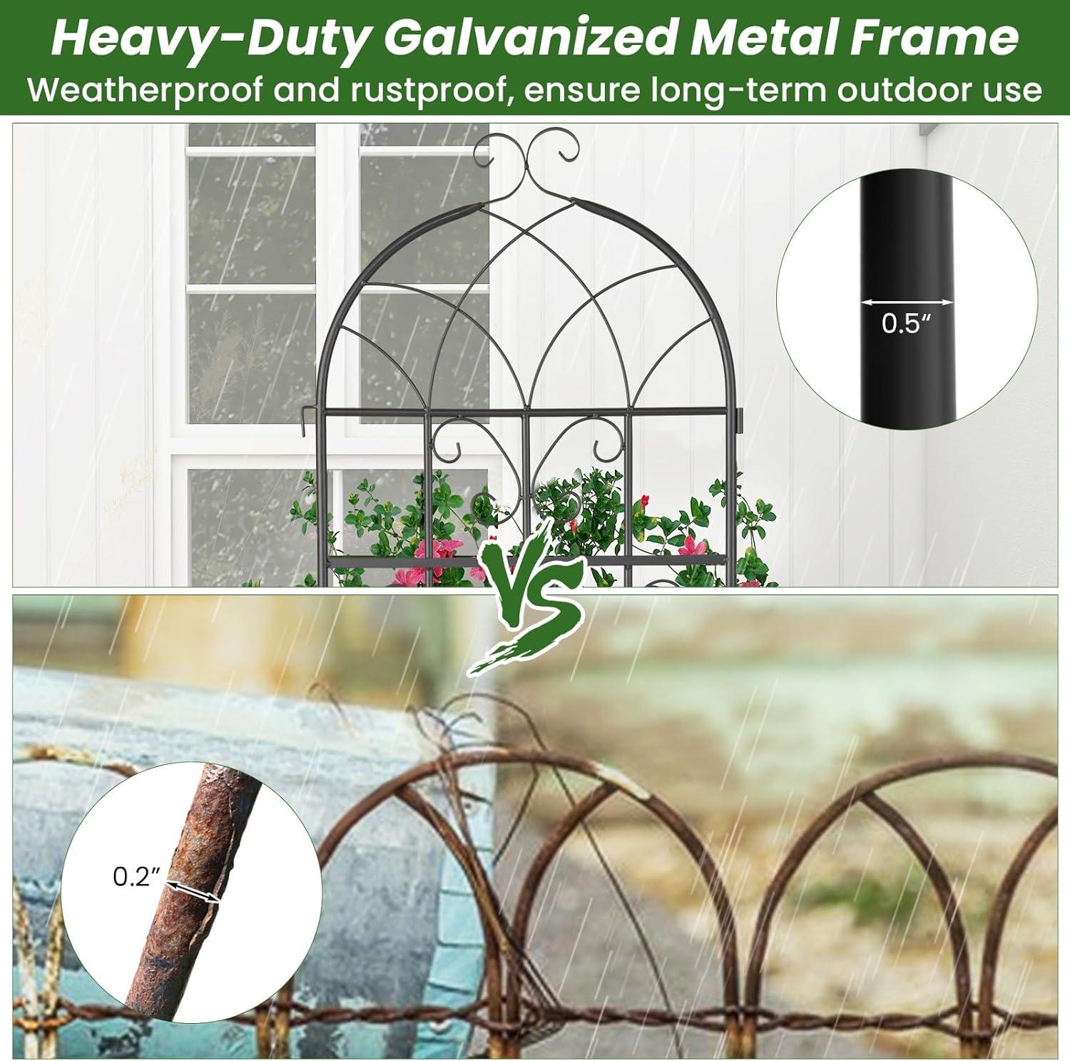 image:imageGiantex 2 Pack Trellis for Climbing Plants Outdoor 7 FT Tall Galvanized Steel Garden Trellis for Patio Lawn Wall Decor Plant Trellis for Vine Cucumber Tomato Flower Clematis Roses71x204 Pack