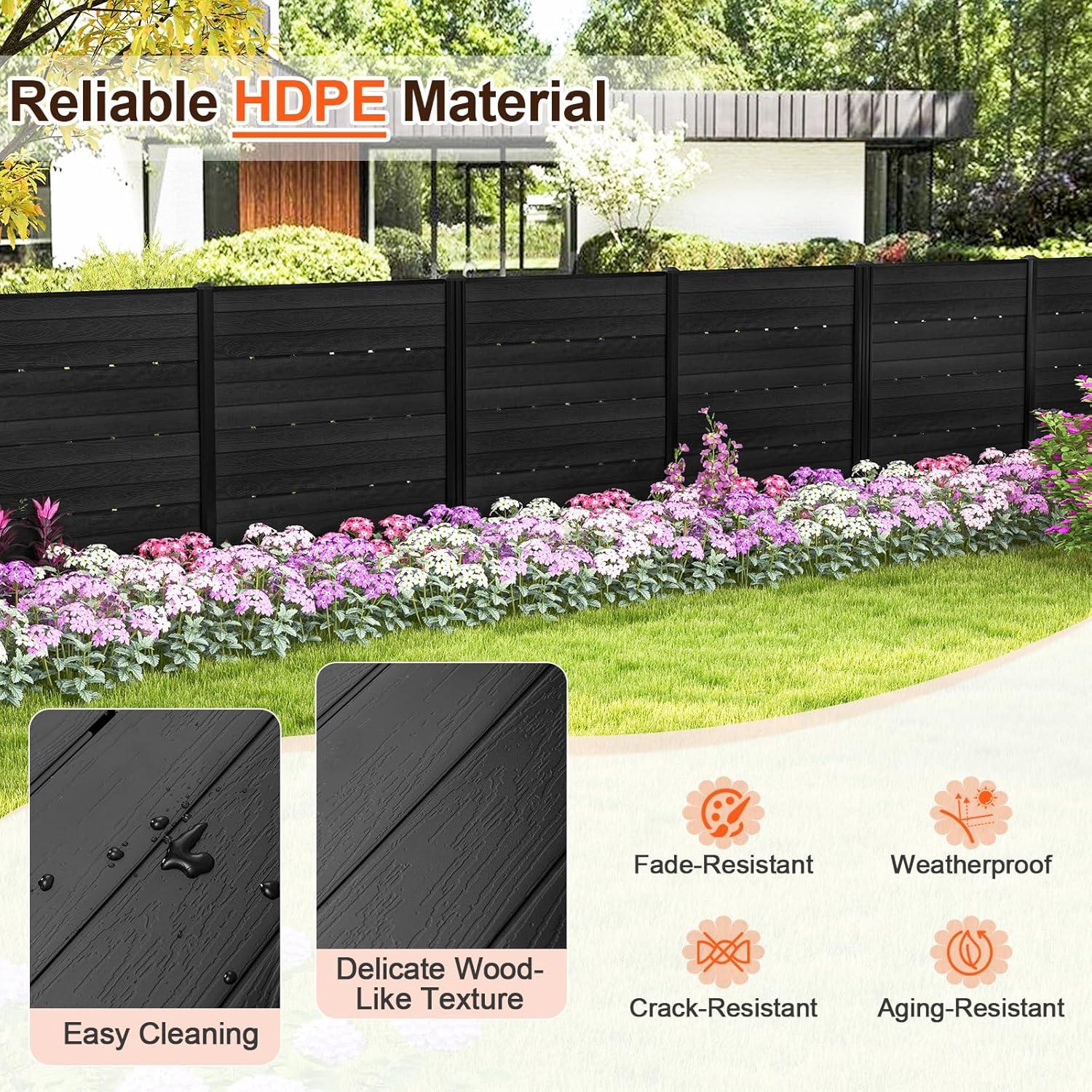 image:imageGiantex 3 Panels Air Conditioner Fence 48W x 36H Outdoor Privacy Screen with Metal Stakes NoDig Decorative Trash Can Enclosure PP Freestanding Fences for Garden Lawn AC Unit Pool Pump WhiteBlack