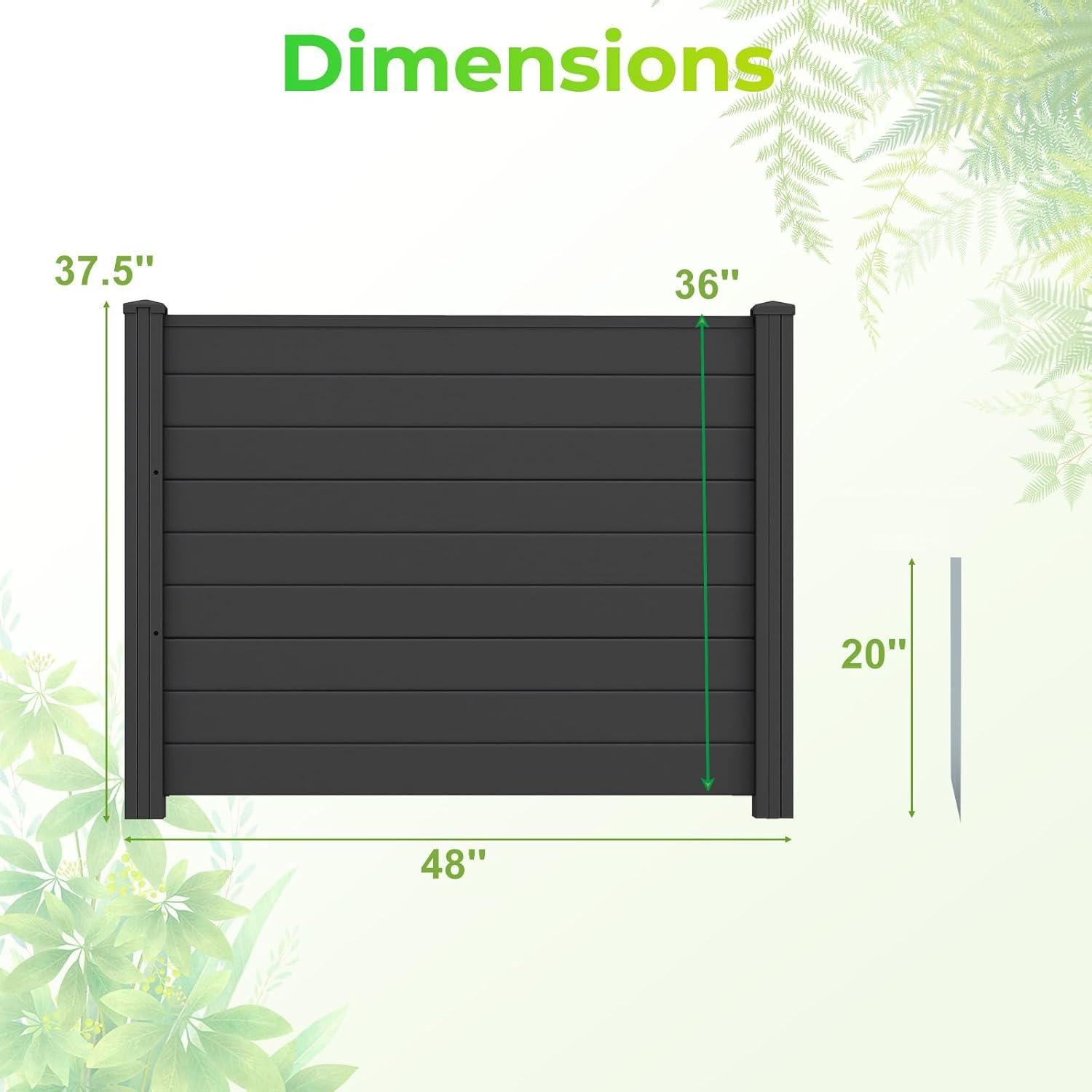 image:imageGiantex 3 Panels Air Conditioner Fence 48W x 36H Outdoor Privacy Screen with Metal Stakes NoDig Decorative Trash Can Enclosure PP Freestanding Fences for Garden Lawn AC Unit Pool Pump WhiteBlack