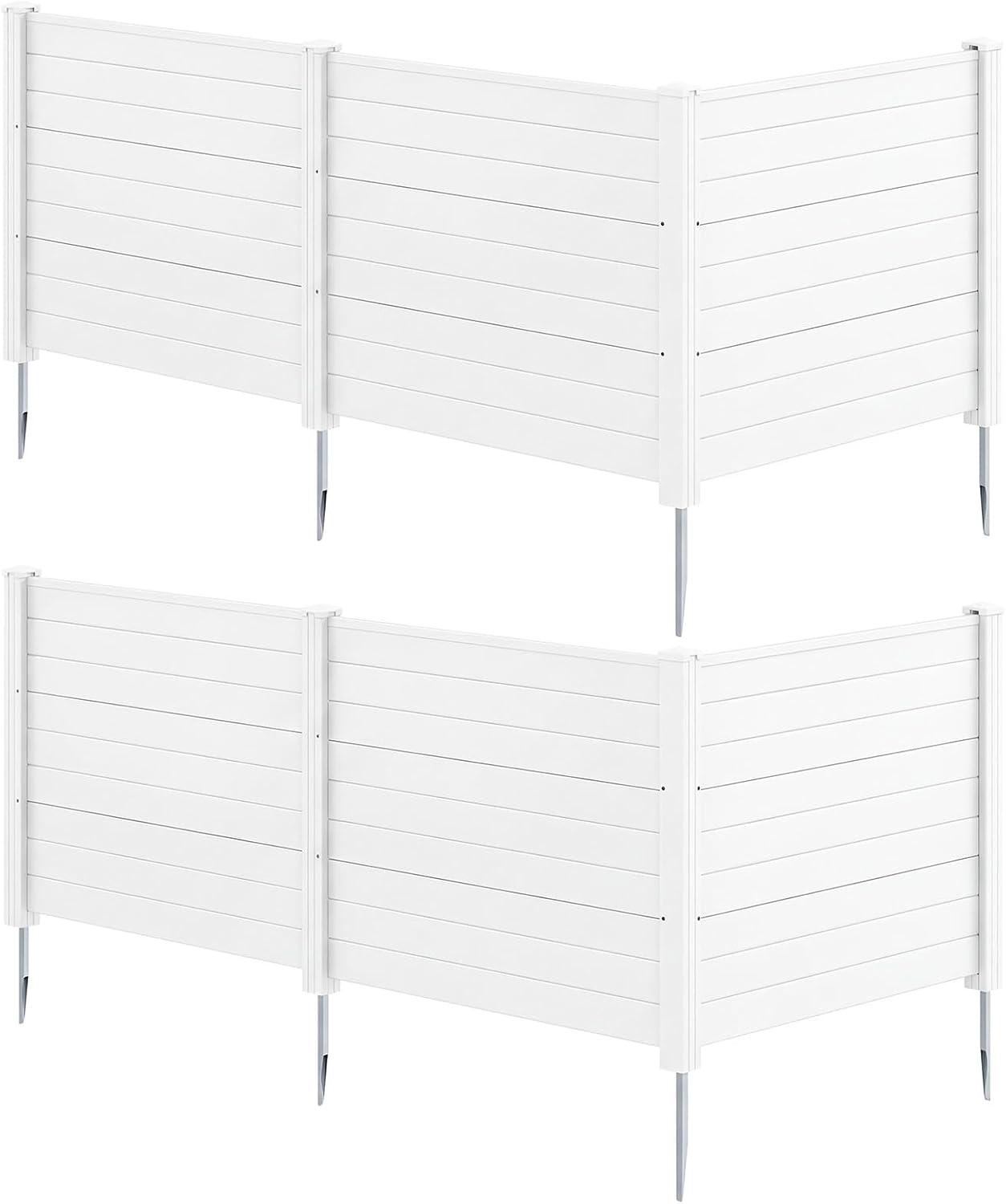 image:imageGiantex 3 Panels Air Conditioner Fence 48W x 36H Outdoor Privacy Screen with Metal Stakes NoDig Decorative Trash Can Enclosure PP Freestanding Fences for Garden Lawn AC Unit Pool Pump WhiteWhite