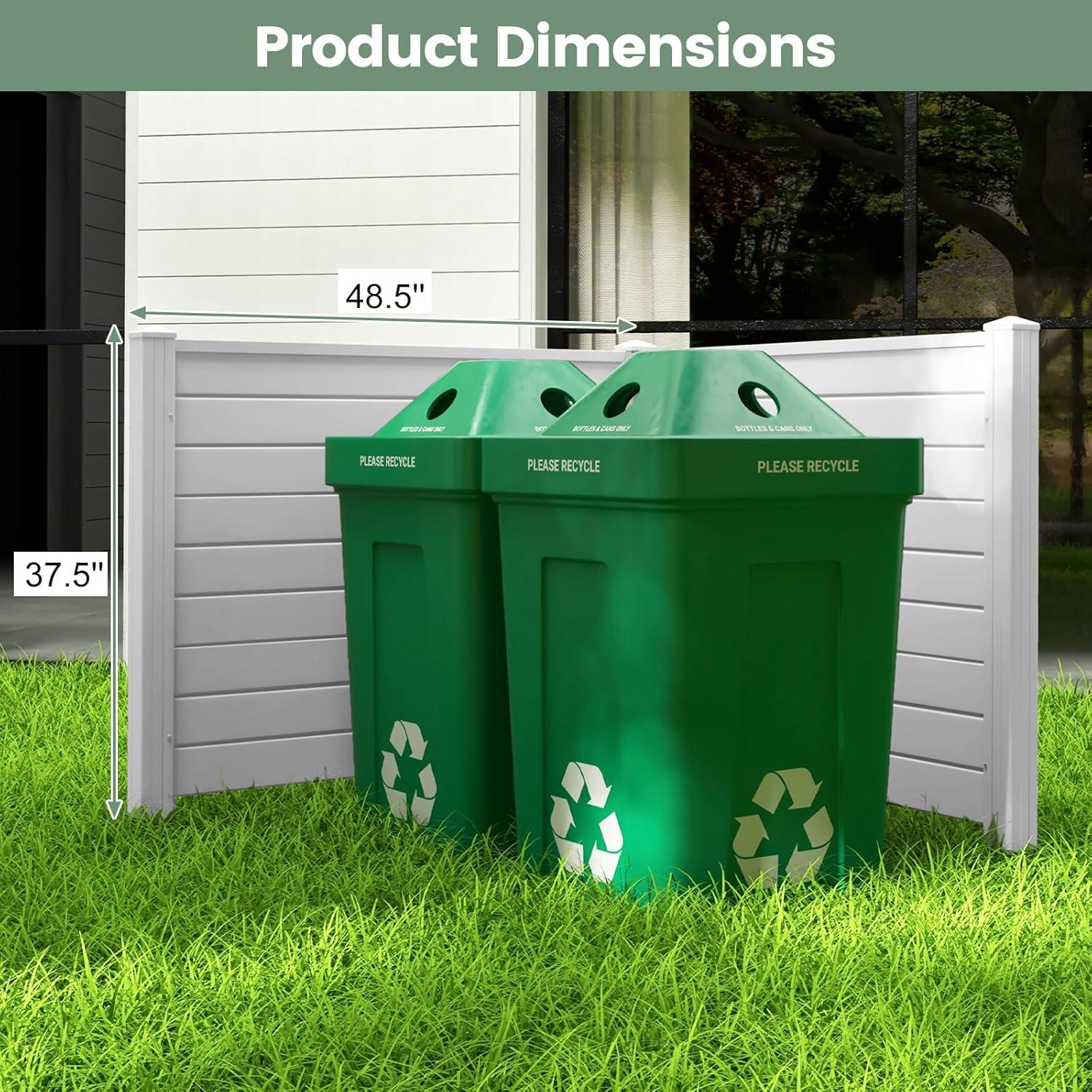 image:imageGiantex 3 Panels Air Conditioner Fence 48W x 36H Outdoor Privacy Screen with Metal Stakes NoDig Decorative Trash Can Enclosure PP Freestanding Fences for Garden Lawn AC Unit Pool Pump WhiteWhite