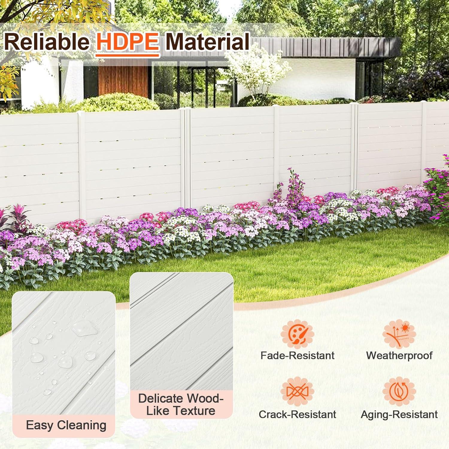 image:imageGiantex 3 Panels Air Conditioner Fence 48W x 36H Outdoor Privacy Screen with Metal Stakes NoDig Decorative Trash Can Enclosure PP Freestanding Fences for Garden Lawn AC Unit Pool Pump WhiteWhite