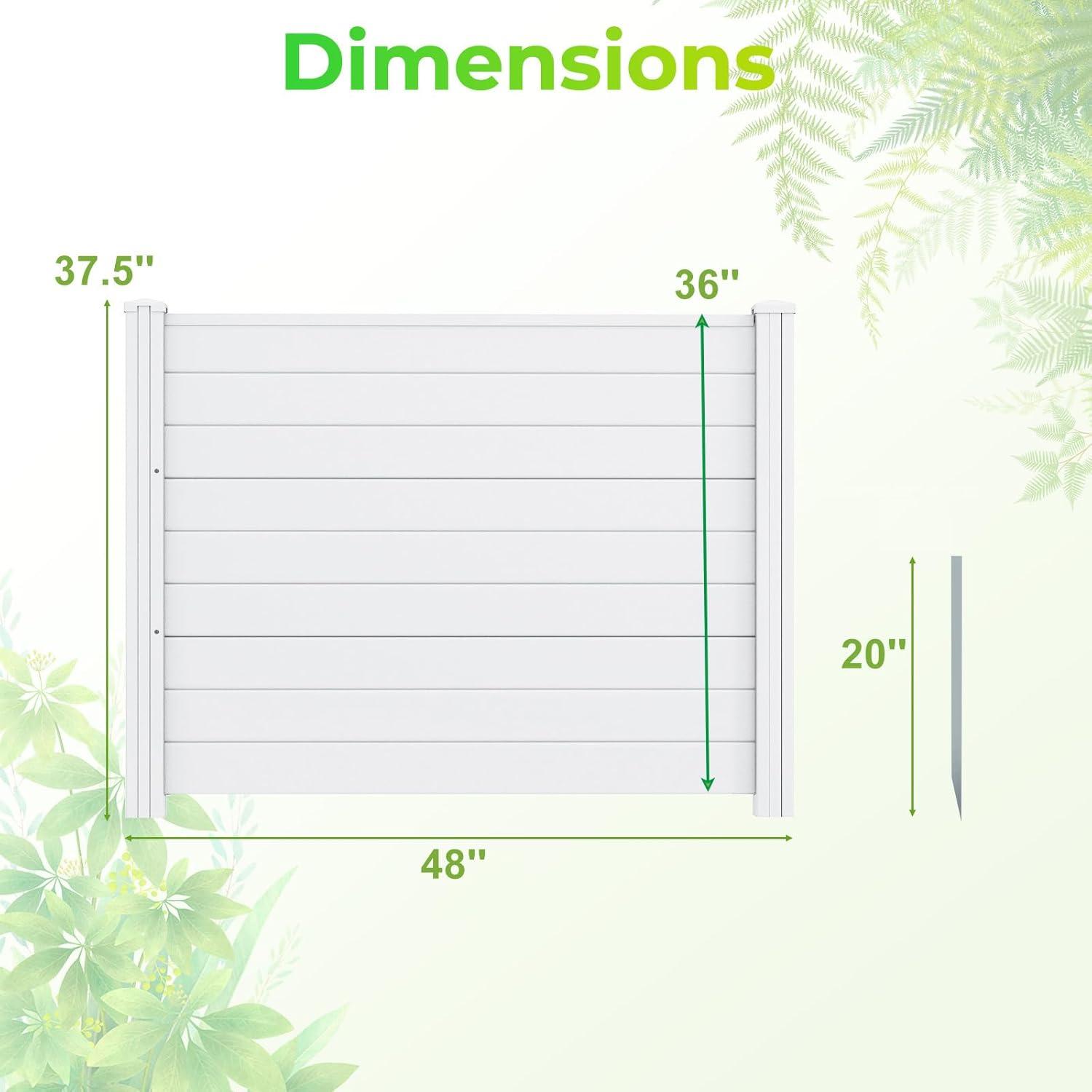 image:imageGiantex 3 Panels Air Conditioner Fence 48W x 36H Outdoor Privacy Screen with Metal Stakes NoDig Decorative Trash Can Enclosure PP Freestanding Fences for Garden Lawn AC Unit Pool Pump WhiteWhite