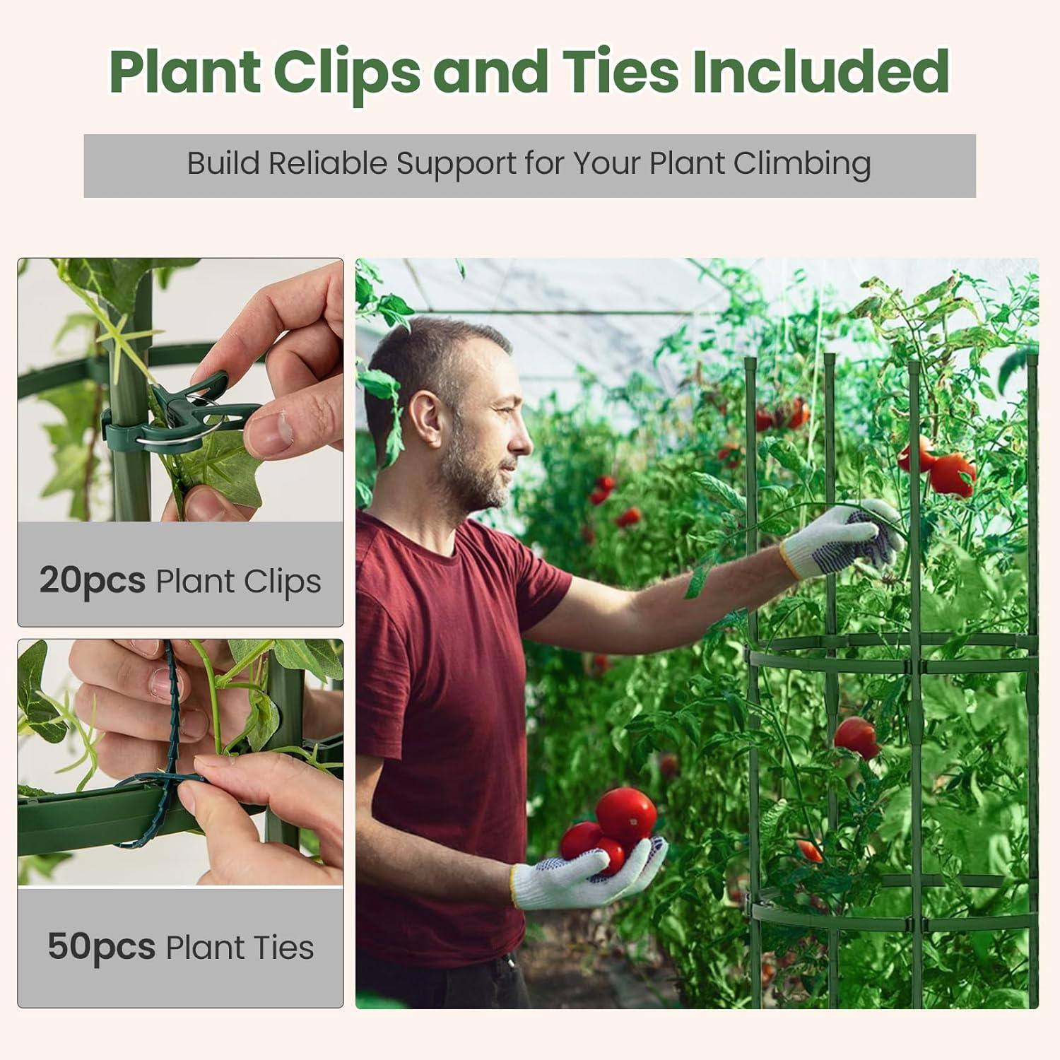 image:imageGiantex 3Pack Tomato Cages 60Hx20 PECoated Metal Plant Cages amp Supports wAdjustable Height 2in1 Round Trellis for Climbing Flower Vegetable Fruit Potted Plant20Dia x 605H Pack of 3