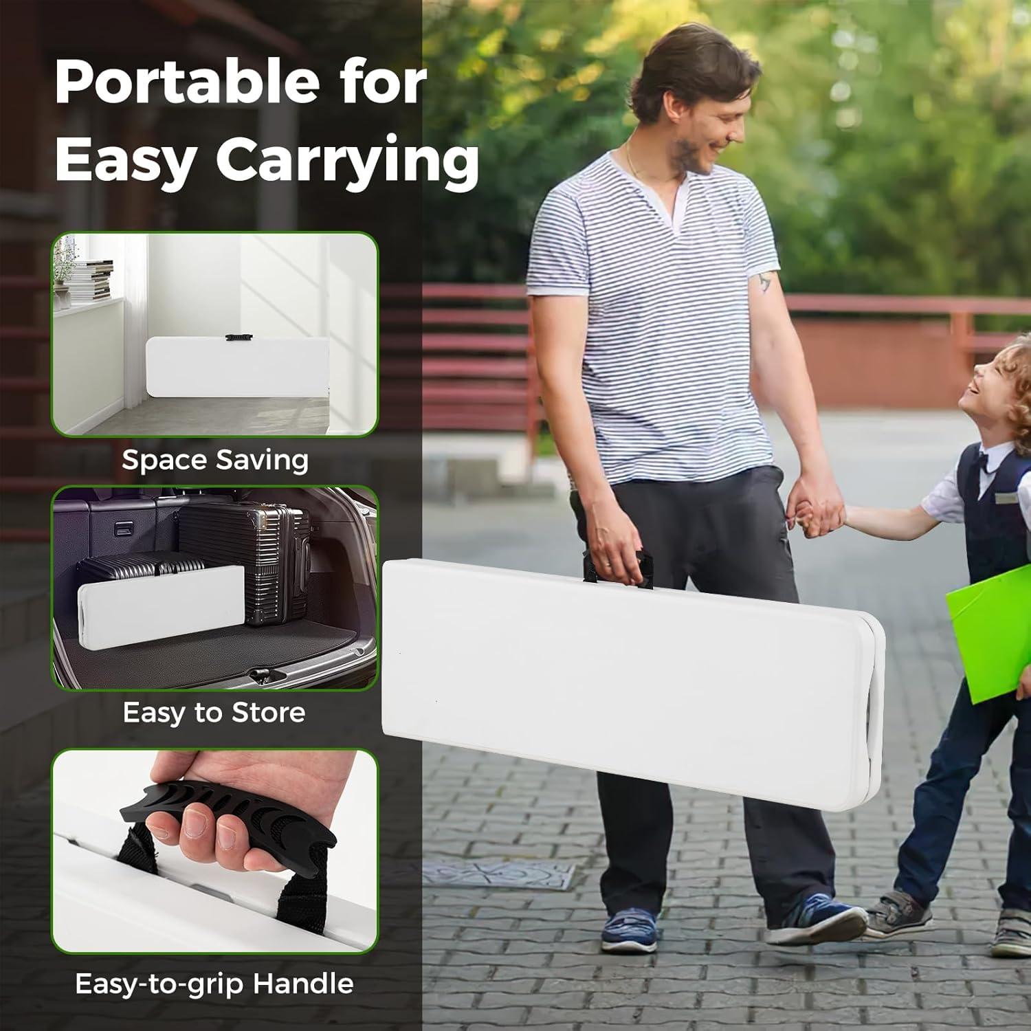 image:imageGiantex 6 FT Plastic Folding Bench HDPE Portable Seat wMetal Legs FoldinHalf Outdoor Bench for Picnic Garden Camping Party Sport Events 1320 lbs Capacity No Assembly 1 WhiteWhite