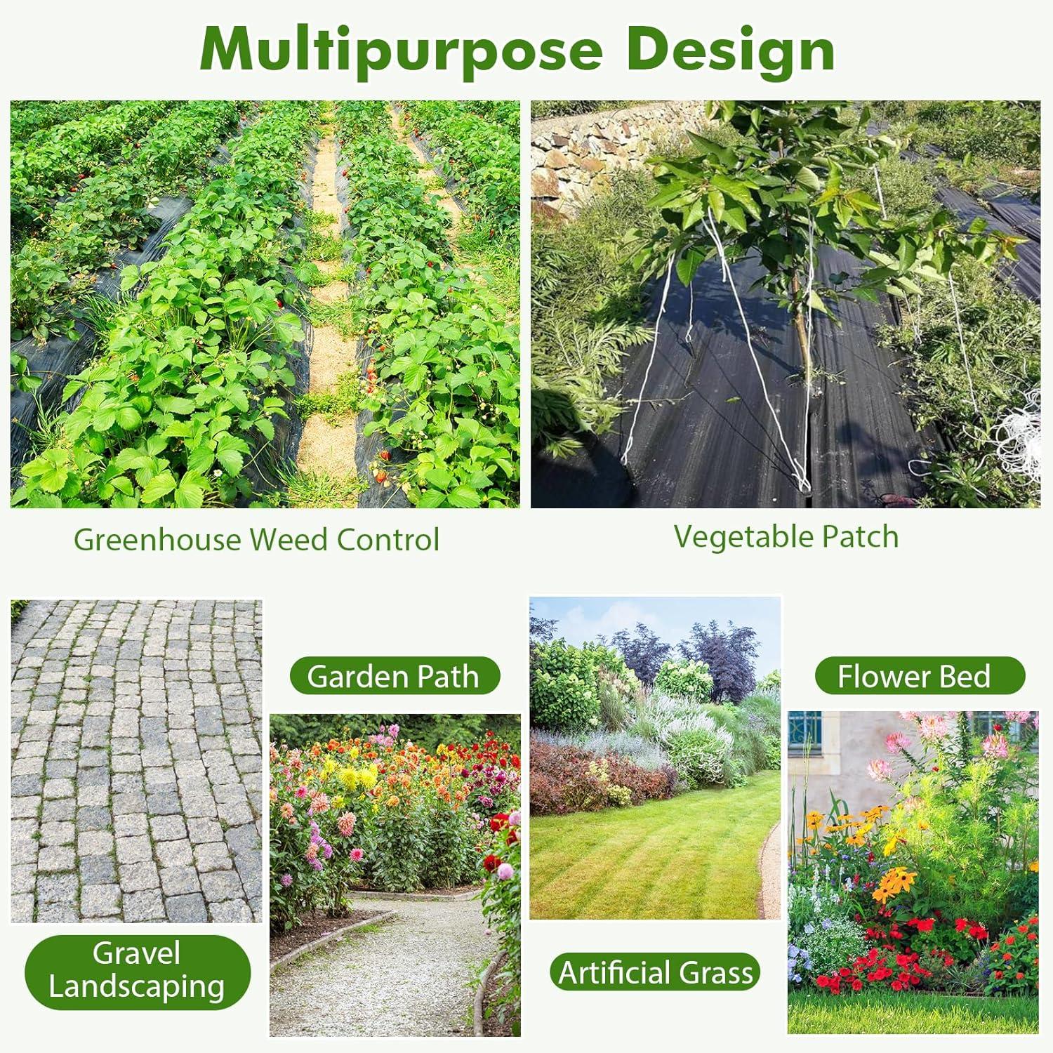 image:imageGiantex 6x330 FT Weed Barrier Landscape Fabric 46OZSq Yd HeavyDuty Permeable Woven PP Ground Cover Weed Blocker Gardening Mat Garden Weed Control Fabric for Yard Flower Bed Farm65FTx330FT32OZSq Yd