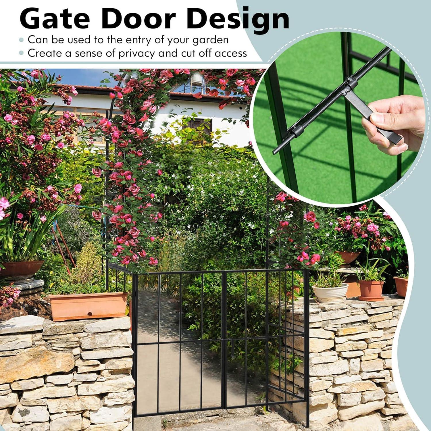 image:imageGiantex Garden Arbor with Gate 905 H x 435 W Metal Arch Trellis for Climbing Plants Outdoor Wedding Archway with Latch Door RustResistant Decorative Arch for Yard Lawn Garden Entrance905 H x 435 W