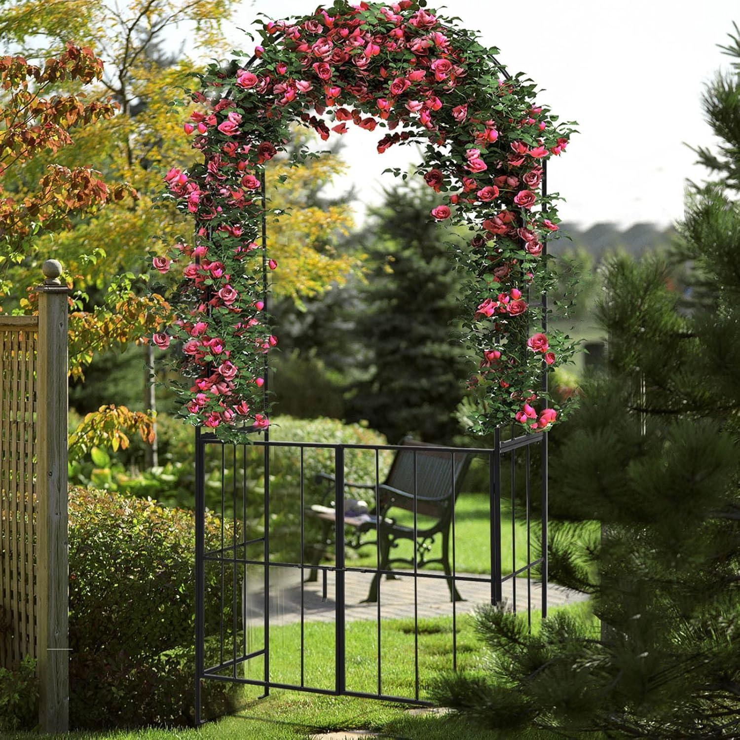 image:imageGiantex Garden Arbor with Gate 905 H x 435 W Metal Arch Trellis for Climbing Plants Outdoor Wedding Archway with Latch Door RustResistant Decorative Arch for Yard Lawn Garden Entrance905 H x 435 W