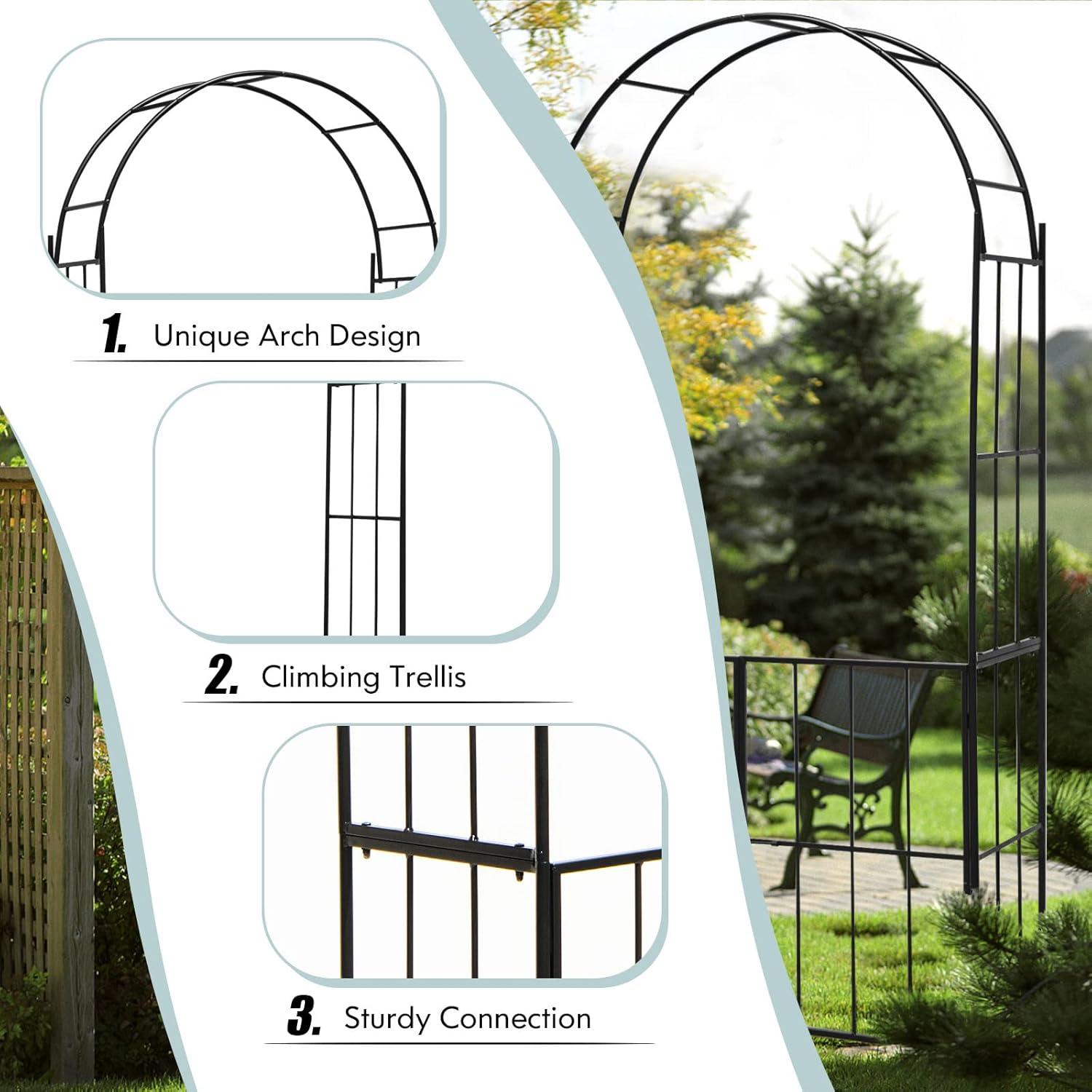 image:imageGiantex Garden Arbor with Gate 905 H x 435 W Metal Arch Trellis for Climbing Plants Outdoor Wedding Archway with Latch Door RustResistant Decorative Arch for Yard Lawn Garden Entrance905 H x 435 W