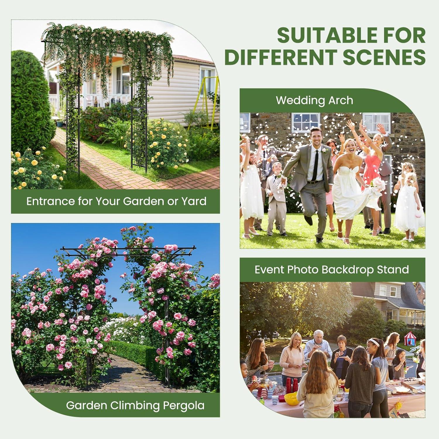 image:imageGiantex Garden Arch Trellis Wedding Arbor for Ceremony Party 79W x 81H Metal Garden Arbor for Climbing Plants Rose Outdoor Archway Pergola for Lawn Pathway Patio Backyard Decoration