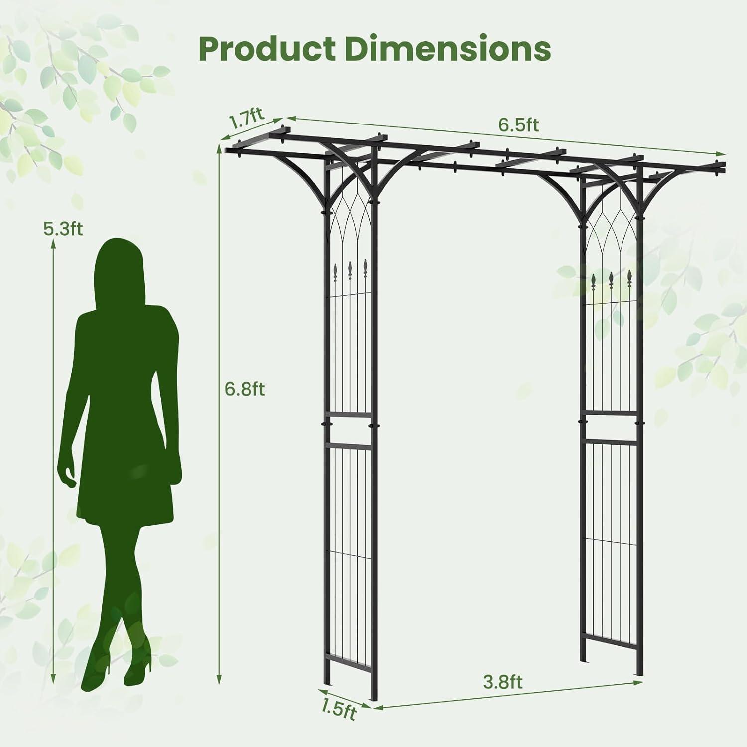 image:imageGiantex Garden Arch Trellis Wedding Arbor for Ceremony Party 79W x 81H Metal Garden Arbor for Climbing Plants Rose Outdoor Archway Pergola for Lawn Pathway Patio Backyard Decoration