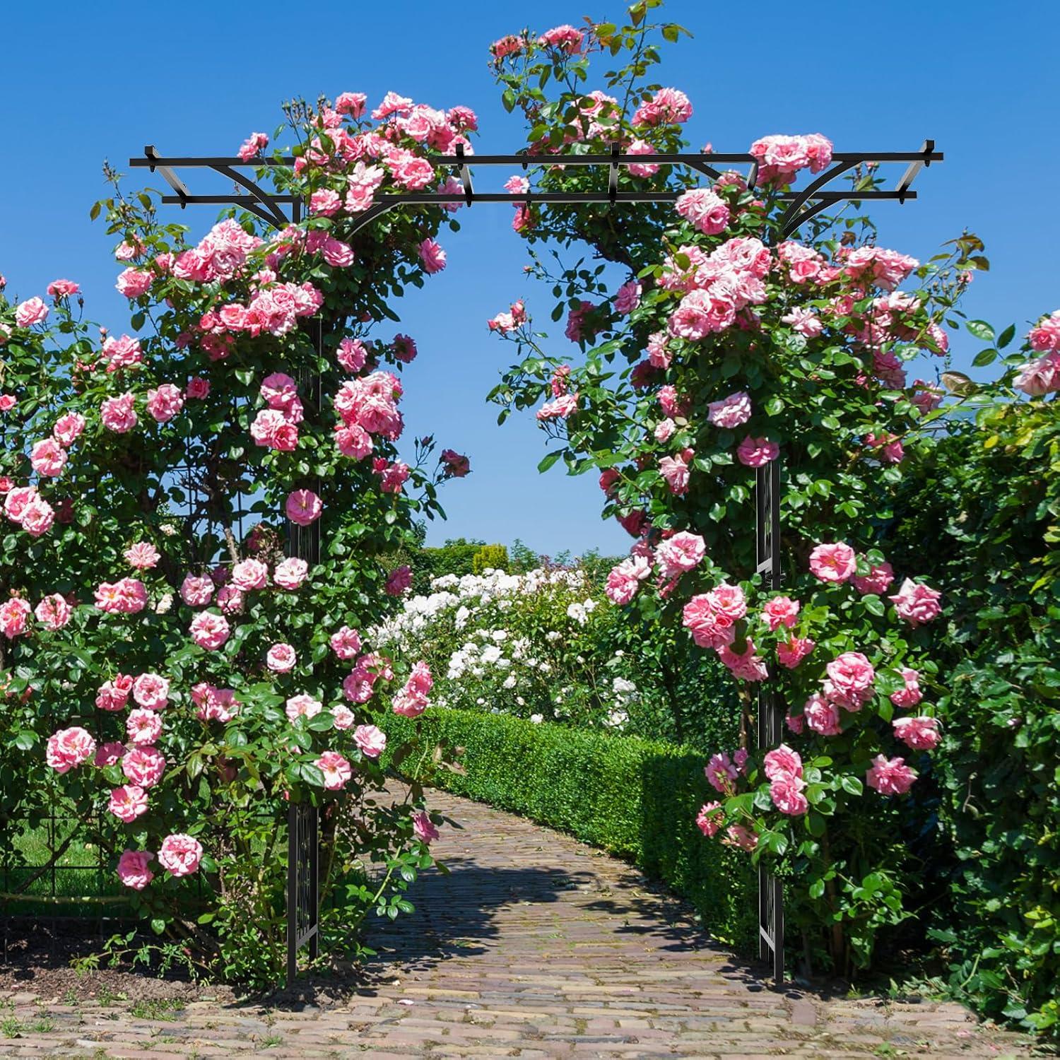 image:imageGiantex Garden Arch Trellis Wedding Arbor for Ceremony Party 79W x 81H Metal Garden Arbor for Climbing Plants Rose Outdoor Archway Pergola for Lawn Pathway Patio Backyard Decoration