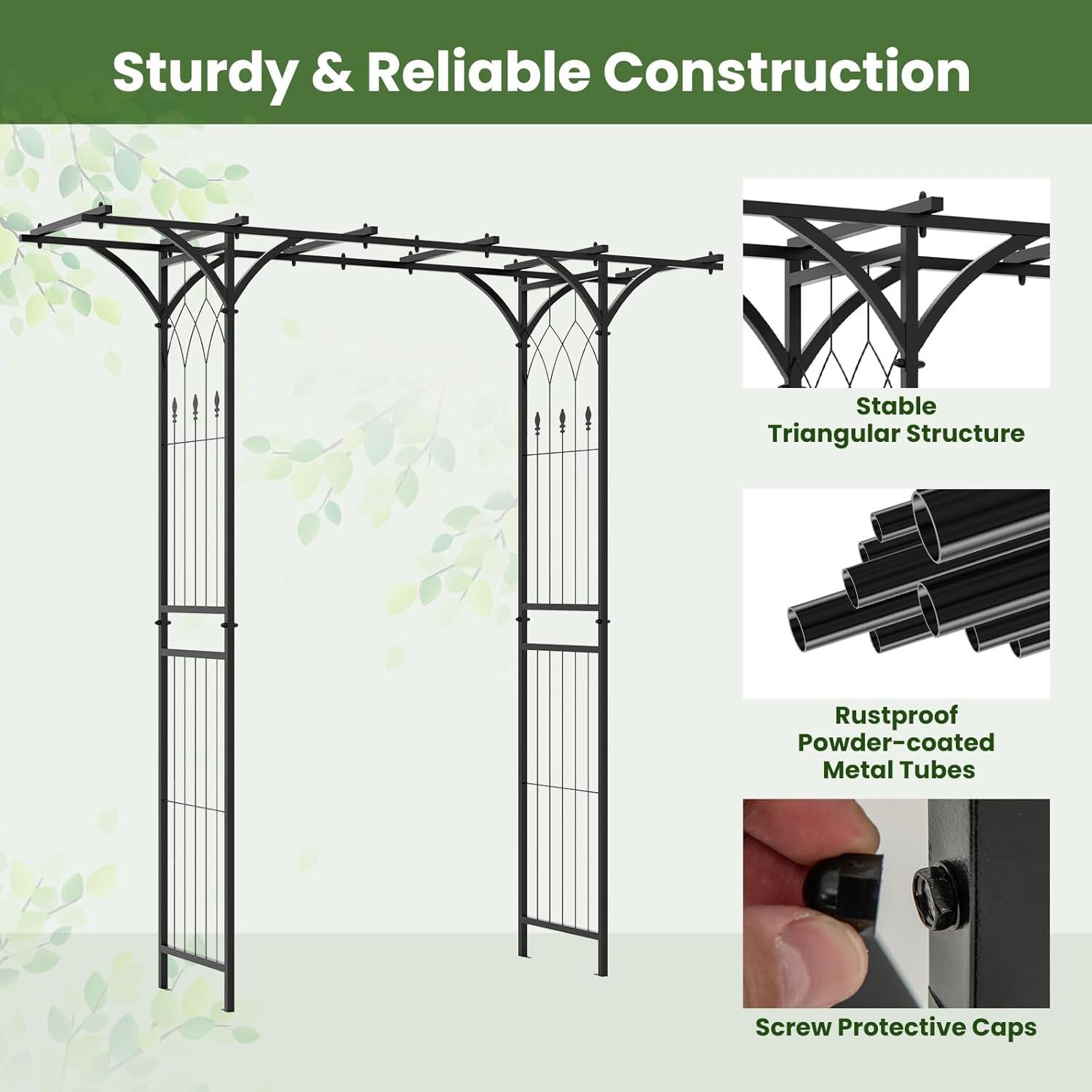 image:imageGiantex Garden Arch Trellis Wedding Arbor for Ceremony Party 79W x 81H Metal Garden Arbor for Climbing Plants Rose Outdoor Archway Pergola for Lawn Pathway Patio Backyard Decoration