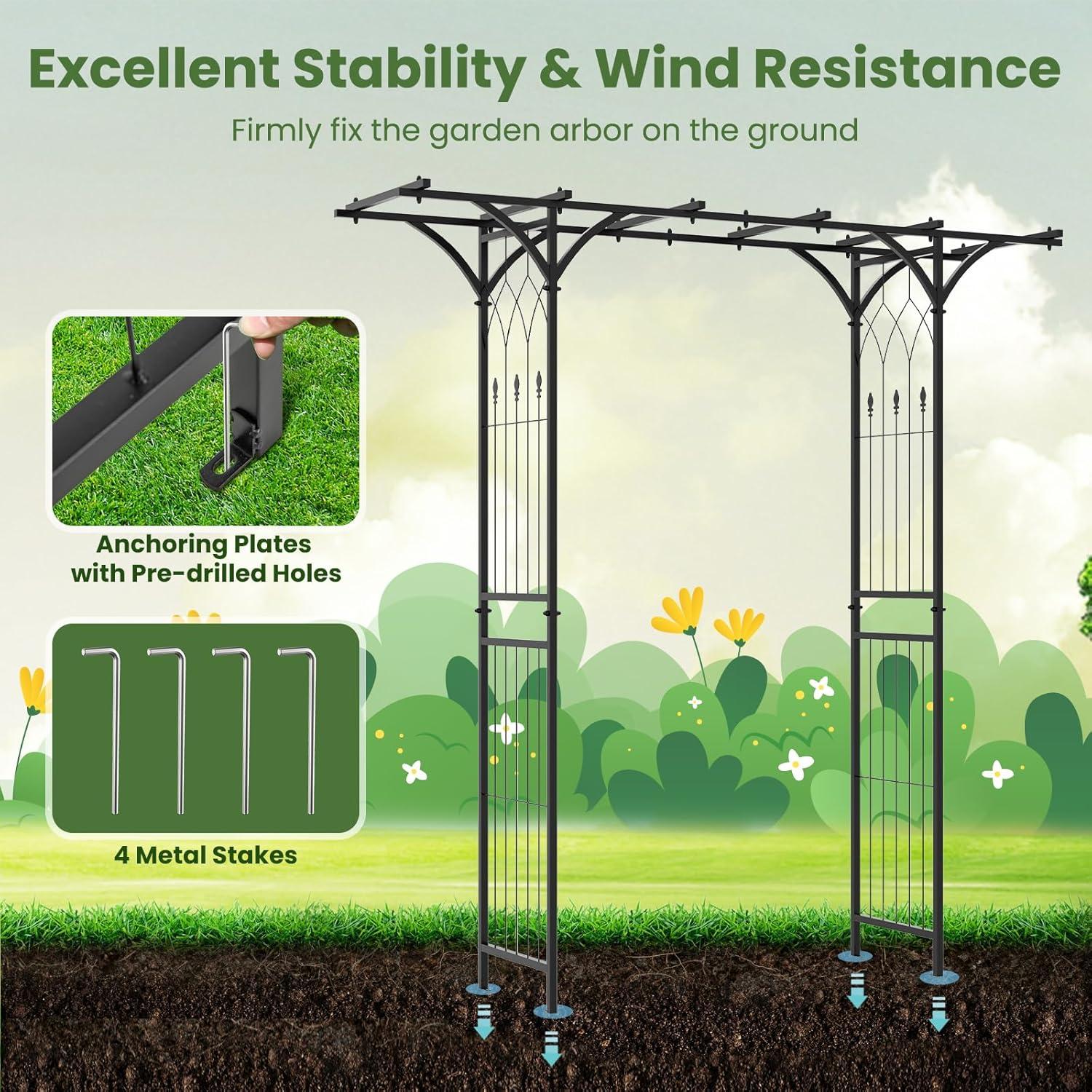 image:imageGiantex Garden Arch Trellis Wedding Arbor for Ceremony Party 79W x 81H Metal Garden Arbor for Climbing Plants Rose Outdoor Archway Pergola for Lawn Pathway Patio Backyard Decoration