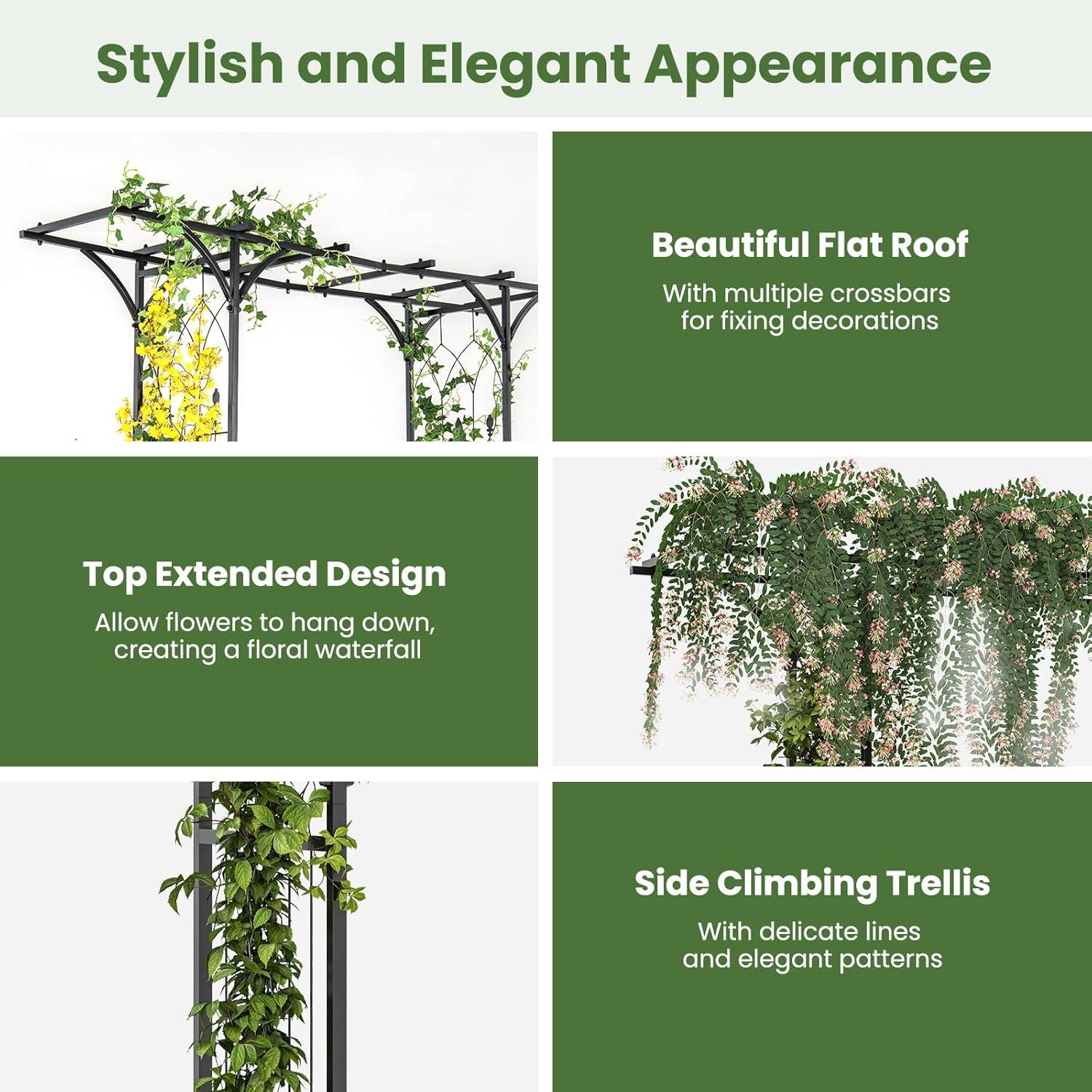 image:imageGiantex Garden Arch Trellis Wedding Arbor for Ceremony Party 79W x 81H Metal Garden Arbor for Climbing Plants Rose Outdoor Archway Pergola for Lawn Pathway Patio Backyard Decoration