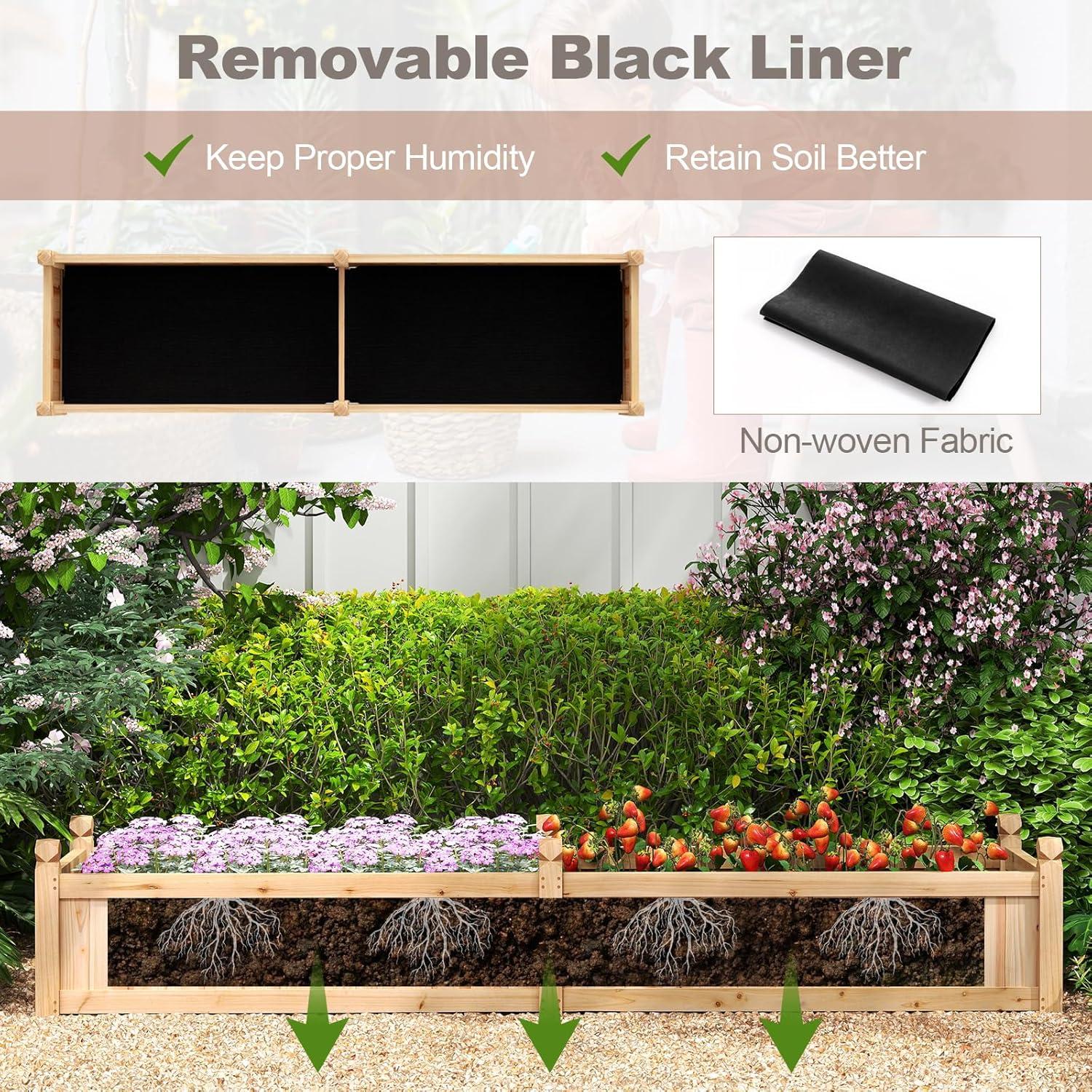 image:imageGiantex Wood Raised Garden Bed 46x24x16 Rectangular Planter Box wDrainage Holes for Growing Vegetables Flowers Herbs Fruits Easy Assembly Outdoor Planting Bed for Backyard Garden LawnNatural