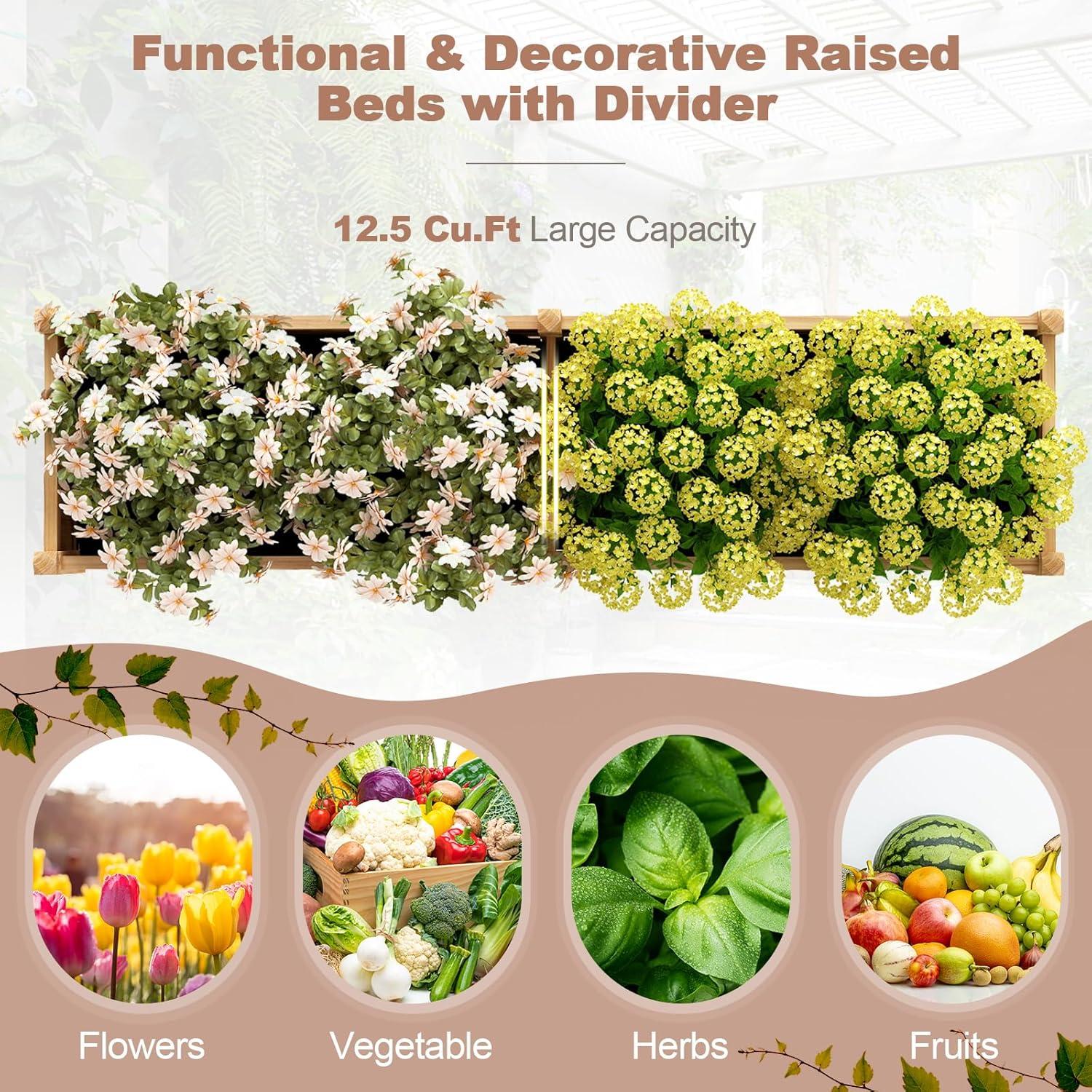 image:imageGiantex Wood Raised Garden Bed 46x24x16 Rectangular Planter Box wDrainage Holes for Growing Vegetables Flowers Herbs Fruits Easy Assembly Outdoor Planting Bed for Backyard Garden LawnNatural