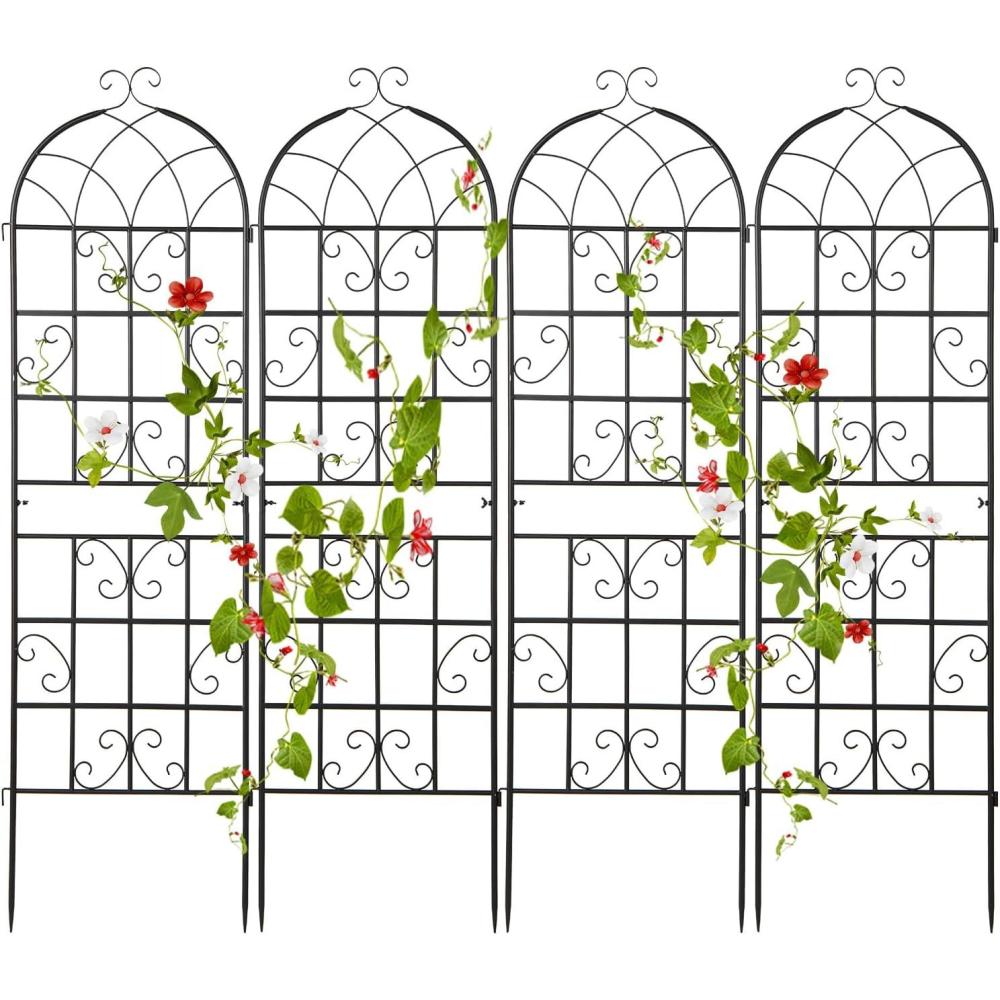 image:imageGiantex 2 Pack Trellis for Climbing Plants Outdoor 7 FT Tall Galvanized Steel Garden Trellis for Patio Lawn Wall Decor Plant Trellis for Vine Cucumber Tomato Flower Clematis Roses71x204 Pack