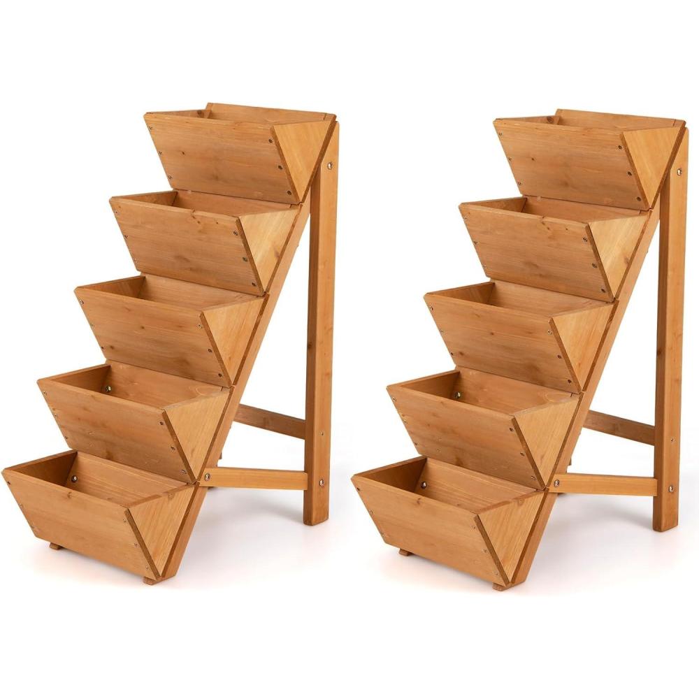 image:imageGiantex 5Tier Wooden Vertical Raised Garden Bed Freestanding Plant Stand with Legs for Herbs Vegetables Fruits Indoor Outdoor Tiered Wood Planter Box Flower Rack for Patio Balcony amp Yard2