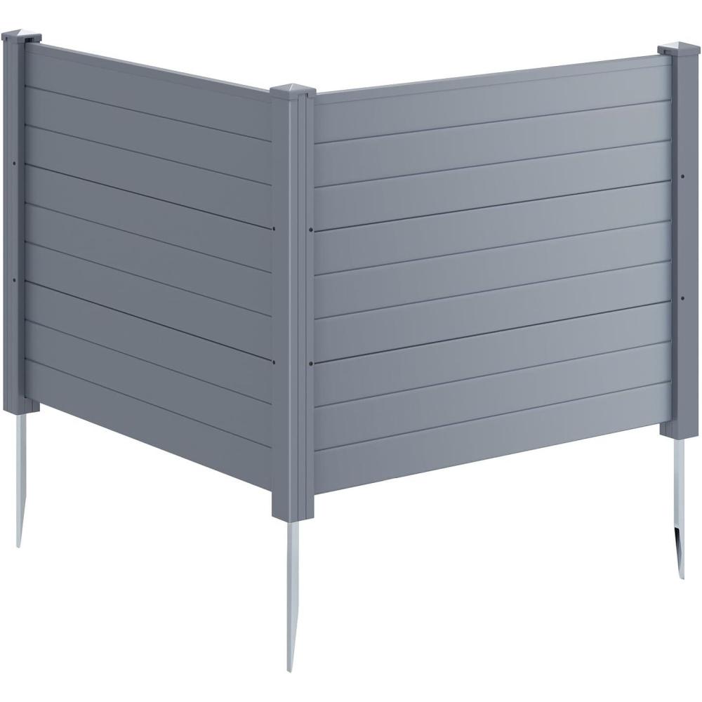 image:imageGiantex Air Conditioner Fence 2 Panels  48W x 48H Outdoor Privacy Screen with Upgraded Metal Stakes PP Trash Can Enclosure Decorative Garden Fences for Patio Lawn AC Unit Pool Pump GrayGray