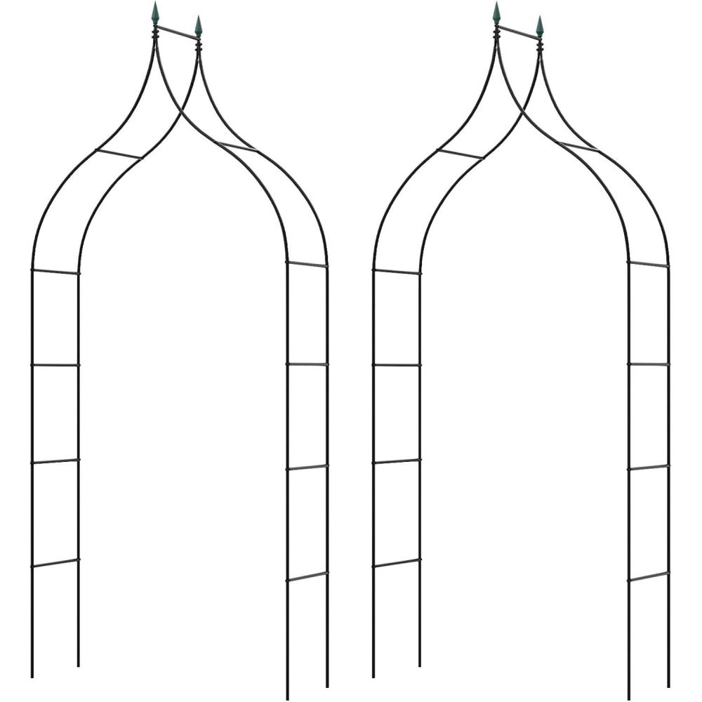 image:imageGiantex Metal Garden Arch Trellis 2 Pack  95 FT Wedding Arbor for Ceremony Garden Arbor for Climbing Plants Rose Gothic Style Outdoor Archway for Lawn Backdrop Backyard Party Decoration