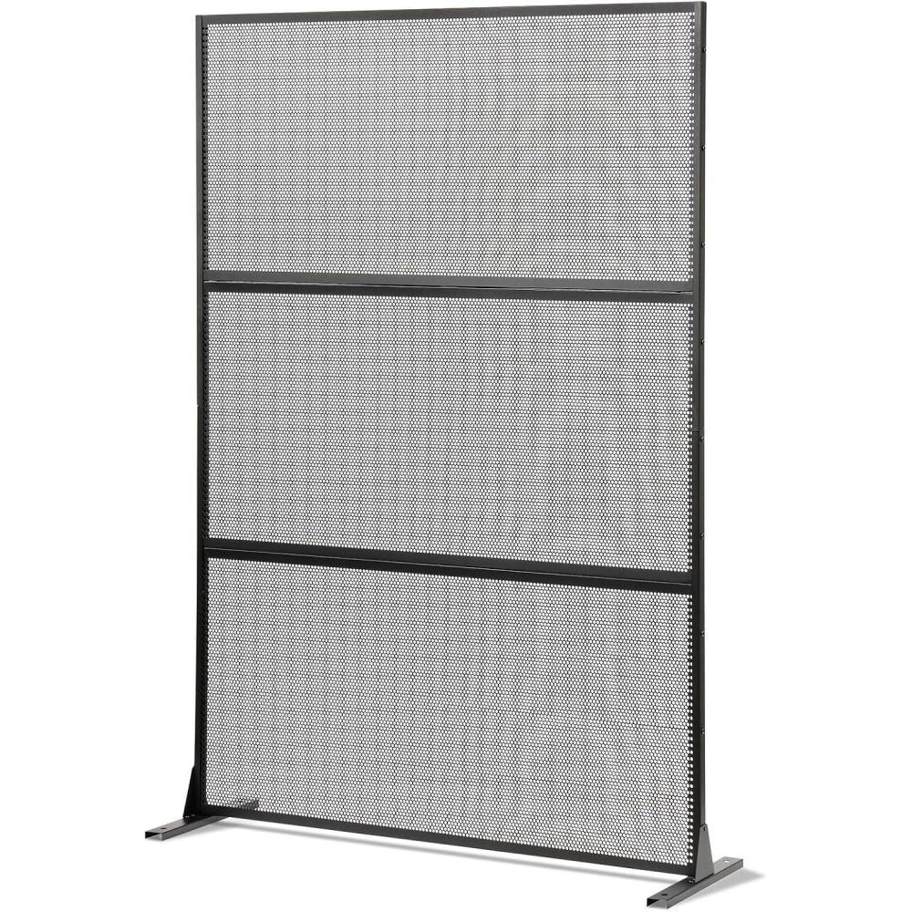 image:imageGiantex Metal Privacy Screen 72H x 48W PowderCoated Decorative Outdoor Fence Panel Wall Divider for Room Separation Freestanding Patio Divider for Garden Balcony amp Yard Brick PatternBlack Mesh Pattern