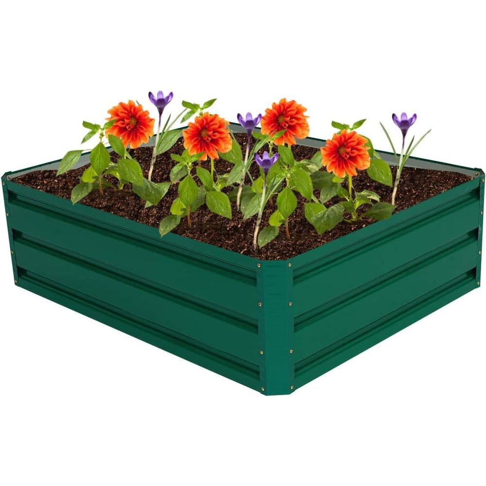 image:imageGiantex Patio Raised Garden Bed Vegetable Flower Planter Metal Plant Box Dark Green 47 Lx355 Wx120 H40Lx32Wx120H
