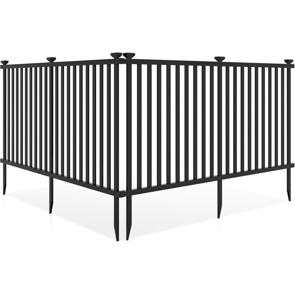 image:imageGiantex Picket Fence 2 Panels 80W x 375H Decorative Outdoor Garden Fence 160 Total Length Freestanding PVC Vinyl Fence for Yard Patio Lawn Pool Backyard Black