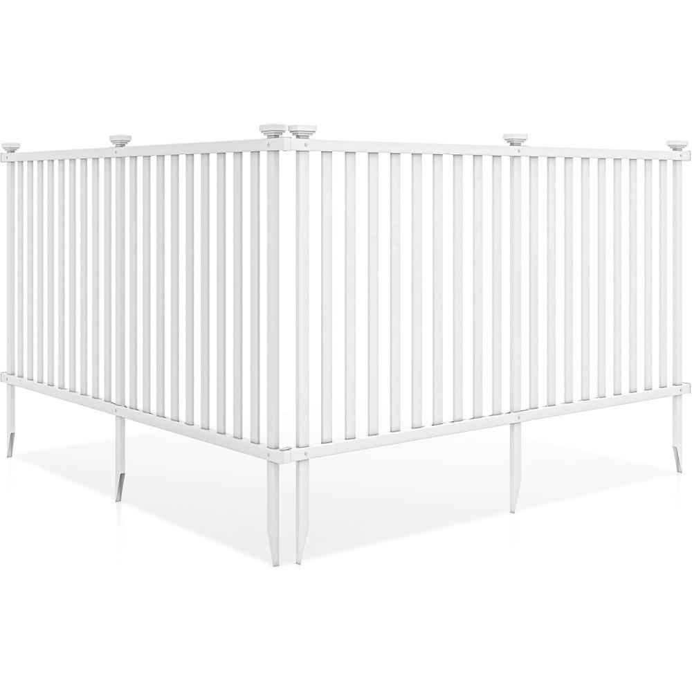 image:imageGiantex White Picket Fence  2 Panels 80W x 375H Decorative Outdoor Garden Fence 160 Total Length Outdoor Fence for Yard Freestanding PVC Vinyl Fence for Patio Lawn Pool Backyard