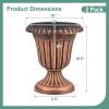 Giantex 18″ Tall Vintage Planters Set of 2, Urn Plastic Flower Pots with/Pedestal Base & Pre-Marked Drain Hole, Indoor Outdoor Decorative Plant Containers for Front Porch Home Wedding, Bronze(Bronze)