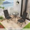Giantex 2 Pack Folding Patio Chairs, High Back Outdoor Chairs with 7-Level Adjustable High Backrest, Portable Reclining Chairs for Lawn Porch Garden Poolside Camping, No Assembly, Black(Black)
