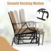 Giantex 2-Pack Outdoor Glider, Patio Rocking Chair with Thick Cushion, Sturdy Metal Frame, Curved Armrest, Ergonomic Design, Single-Person Glider Chair for Garden, Yard, Porch Rocker, Black(Beige)