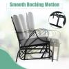 Giantex 2-Pack Outdoor Glider, Patio Rocking Chair with Thick Cushion, Sturdy Metal Frame, Curved Armrest, Ergonomic Design, Single-Person Glider Chair for Garden, Yard, Porch Rocker, Black(Grey)