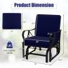 Giantex 2-Pack Outdoor Glider, Patio Rocking Chair with Thick Cushion, Sturdy Metal Frame, Curved Armrest, Ergonomic Design, Single-Person Glider Chair for Garden, Yard, Porch Rocker, Black(Navy)