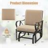 Giantex 2-Pack Outdoor Glider, Patio Rocking Chair with Thick Cushion, Sturdy Metal Frame, Curved Armrest, Ergonomic Design, Single-Person Glider Chair for Garden, Yard, Porch Rocker, Black(Beige)