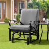 Giantex 2-Pack Outdoor Glider, Patio Rocking Chair with Thick Cushion, Sturdy Metal Frame, Curved Armrest, Ergonomic Design, Single-Person Glider Chair for Garden, Yard, Porch Rocker, Black(Grey)