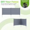 Giantex 3 Panels Air Conditioner Fence, 48”W x 36”H Outdoor Privacy Screen with Metal Stakes, No-Dig Decorative Trash Can Enclosure, PP Freestanding Fences for Garden Lawn AC Unit Pool Pump, White(Gray)