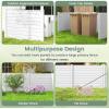 Giantex 3 Panels Air Conditioner Fence, 48”W x 36”H Outdoor Privacy Screen with Metal Stakes, No-Dig Decorative Trash Can Enclosure, PP Freestanding Fences for Garden Lawn AC Unit Pool Pump, White(White)