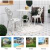 Giantex 3 Piece Bistro Set, Cast Aluminum Porch Furniture, Outdoor Patio Dining Table and Chairs with Umbrella Hole for Balcony Backyard Garden Poolside (White Rose Pattern)(White Rose Pattern)
