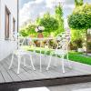Giantex 3 Piece Bistro Set, Cast Aluminum Porch Furniture, Outdoor Patio Dining Table and Chairs with Umbrella Hole for Balcony Backyard Garden Poolside (White Rose Pattern)(White Rose Pattern)