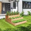 Giantex 3 Tier Raised Garden Bed, Outdoor Planter Box Vegetable Flowers Growing Box, Elevated Raised Bed Kit, Wood Planting Container, 49’’x49’’x22 (LxWxH)(Natural)