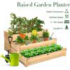 Giantex 3 Tier Raised Garden Bed Wood Elevated Planter Box Vegetable Flower Growing Bed Kit Outdoor Planting Container for Backyard Lawn Patio Planter Raised Beds, Easy Assembly 49″X49″X22″