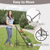 Giantex 3-Tier Metal Flower Cart, Ladder Shaped Plant Stand w/ Wheels & Handle, Exquisite Pattern, Rolling Garden Cart for Indoor & Outdoor, Folding Plant Holder for Balcony Garden Porch