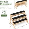 Giantex 3-Tier Raised Garden Bed, Wooden Vertical Planter Box with Storage Shelf, 2 Hanging Hooks & 3 Bed Liners, All-Weather Freestanding Planter, Elevated Raised Beds for Lawn Patio, Natural