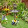 Giantex 42 inch Bird Bath Solar Lighted, Pedestal Bird Bath with Bird Feeder, Flower Planter Base, Solar Powered Lamp, 3 Ground Stakes, Standing Birdbath for Outside Garden Yard Outdoor (Bronze)(Bronze)