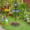 Giantex 42 inch Bird Bath Solar Lighted, Pedestal Bird Bath with Bird Feeder, Flower Planter Base, Solar Powered Lamp, 3 Ground Stakes, Standing Birdbath for Outside Garden Yard Outdoor (Bronze)(Green)