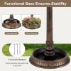 Giantex 42 inch Bird Bath Solar Lighted, Pedestal Bird Bath with Bird Feeder, Flower Planter Base, Solar Powered Lamp, 3 Ground Stakes, Standing Birdbath for Outside Garden Yard Outdoor (Bronze)(Bronze)