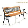 Giantex 50” Patio Bench, Outdoor Furniture Cast Iron Hardwood Frame Porch Loveseat, Weather Proof Porch Path Chair for 2 Person Outside Bench