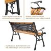 Giantex 50” Patio Bench, Outdoor Furniture Cast Iron Hardwood Frame Porch Loveseat, Weather Proof Porch Path Chair for 2 Person Outside Bench